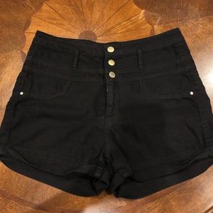 Black Refuge High-Waisted Shorts